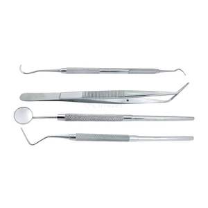 Juego Profesional de 4 Herramientas Dentales de Acero Inoxidable: Espejo, Pinzas, Sonda Exploradora para Diagnóstico, Servicio OEM - Product Image 2