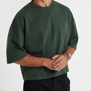 เสื้อยืดแขนสั้นทรงหลวมสำหรับผู้ชาย ปรับแต่งได้ เนื้อผ้าหนา ผสมผ้าฝ้าย/โพลีเอสเตอร์ 100% พิมพ์ลายซิลค์สกรีน สไตล์ฮิปฮอป - Product Image 4