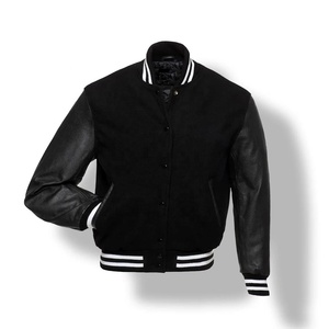 Customised Unisex Loose Casual Cropped Varsity Jacket Fashion Baseball <b>Coat</b> 100% Wool Patch <b>Winter</b> Crop Top Stand Letterman - Product Image 2