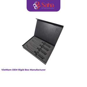 Boîte de construction en carton rigide de qualité supérieure, fabrication OEM au Vietnam, avec pelliculage mat, gaufrage et impression à chaud dorée - Product Image 3