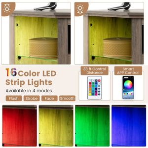 Supporto TV Angolare Estensibile in Legno per TV da 50 Pollici con Luci LED e Controllo Smart tramite App - Product Image 5