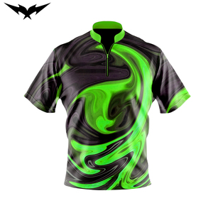 เสื้อเทนนิสผู้ชาย ลายหมุนวนสีเขียวดำ แขนสั้น คอตั้ง ผ้าโพลีเอสเตอร์ ระบายเหงื่อได้ดี ใส่ได้ทุกฤดู - Product Image 1