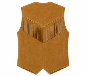 Gilet en daim pour homme, style western cowboy, tendance actuelle, avec franges et détails perlés |   Fabricant OEM personnalisé - Product Image 3