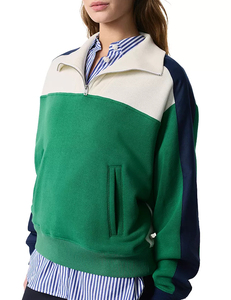 Fashion <b>Women's</b> Half <b>Zip</b> <b>Quarter</b> <b>Zip</b> Oversized Turtleneck Fleece Windproof 100% Cotton Embroidery Leopard Print Casual - Product Image 5