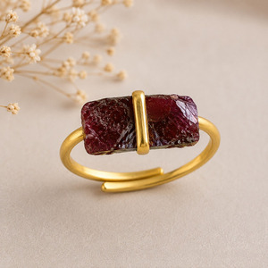 Herkimer Diamond <b>Adjustable</b> <b>Ring</b> Rectangle 6x12 mm Natural Rough Jewelry Minimal Gold Band Bezel Silver Gold Rose Gold - Product Image 2
