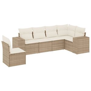 Grand ensemble de canapés de jardin en rotin PE beige avec structure en acier thermolaqué – Mobilier d'extérieur haut de gamme - Product Image 2