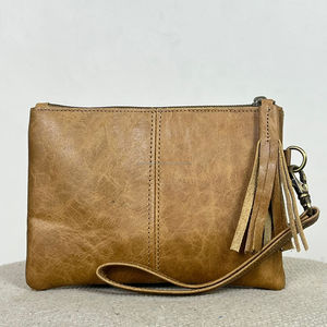 Lo más nuevo, bolso de mano de cuero genuino de grano completo para mujer, monedero de moda para mujer, bolso de cuero con cremallera, embrague de uso múltiple - Product Image 5