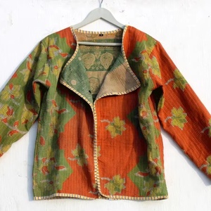 Kantha Algodón Multicolor Patchwork Abrigo Baño Abrigo Algodón Kantha Abrigo Mujer Chaqueta - Product Image 1