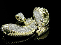 Collier pendentif hibou diamanté certifié avec ailes écartées |   Bijoux Hip Hop Bling Animal pour Unisexe