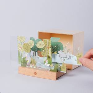 Modelo de papel en miniatura 4R, estanque de hipopótamo, luz nocturna, diseño escénico, arte popular ecológico hecho a mano, Acrílico - Product Image 3