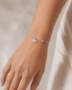 Sea Shell <b>Bracelet</b> | 925 Sterling <b>Silver</b> Scallop Shell <b>Charm</b> Gemstone <b>Bracelet</b> - Product Image 5