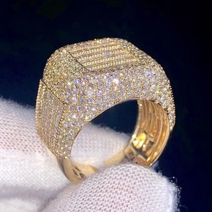 Men's Iced Out Moissanite <b>Ring</b> Hip Hop Square Cut Diamond Plated <b>Finger</b> <b>Ring</b> for Wedding Party Gift - Product Image 3