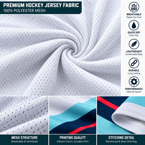 Maillot de hockey sur glace personnalisé sublimé, respirant, à séchage rapide, en polyester, col en V, uniforme d'équipe - Product Image 5
