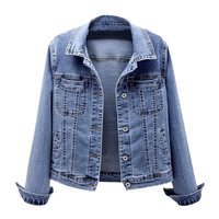 Veste en jean délavé boutonnée coupe droite pour femme, style streetwear doux, manches longues, épaisse, délavage clair, automne-hiver