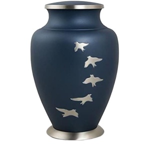 Urna Funeraria para Cenizas de Adultos, Modelo Flying Birds, Gran Capacidad de 220 Pulgadas Cúbicas, Color Azul Mate, Recuerdo Funerario 2026 - Product Image 1