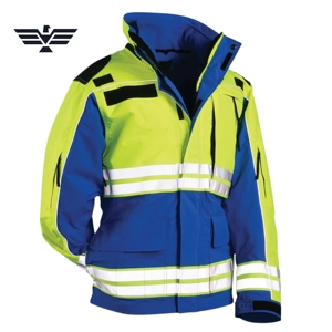Veste de travail haute visibilité en polyester pour homme, bleu lime, réfléchissante, imperméable, coupe-vent, impression sérigraphique, uniforme ANSI - Product Image 1
