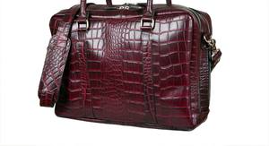 Sacoche d'ordinateur portable en cuir véritable imperméable de fabrication indienne, haut de gamme, multifonctionnelle, pour hommes, en cuir de crocodile, pour le bureau et les voyages - Product Image 2