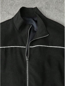 Ensemble de survêtement sportif noir pour femmes, manches longues, fermeture éclair, col rabattu, coupe régulière, deux pièces, vêtements de sport pour toutes les saisons - Product Image 3