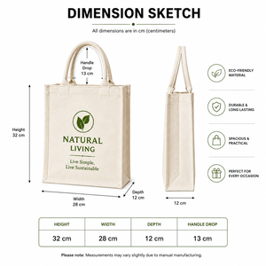 Eco Friendly Jute Tote Bag Reusable Shopping Carry Bag Large Capacity Gift Packaging <b>Handbag</b> - Product Image 2