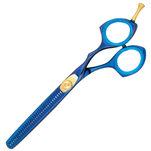 Ciseaux à effiler bleus en acier inoxydable professionnels pour barbier, pour droitiers, à dents en V, 6 pouces - Product Image 1