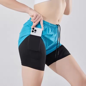 Shorts de sport sans couture pour femmes, couleur nude, taille haute, avec large ceinture élastique, vente en gros personnalisée - Product Image 5