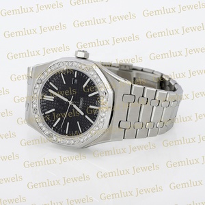 Venta caliente Pass Diamond Tester Movimiento automático D VVS Moissanite Diamond Tachonado Bisel Acero inoxidable Dial negro Reloj - Product Image 3