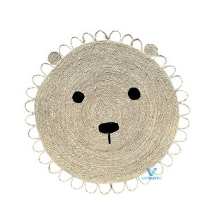 Best Selling Vietrustic <b>Rustic</b> Happy Smiley <b>Rug</b> Natural Seagrass Water Hyacinth Woven Handmade Striped Pattern Washable Baby - Product Image 2