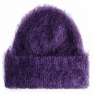 Gorros de punto de mohair cepillado gruesos y cálidos para invierno, de marca privada, con logotipo personalizado bordado, estilo holgado y extragrande. - Product Image 1