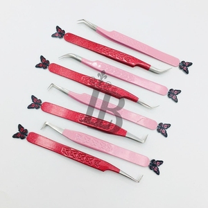 แหนบต่อขนตาสแตนเลสแบบยั่งยืน ดีไซน์ผีเสื้อ สีชมพูและสีแดง รุ่นยอดนิยม - Product Image 4