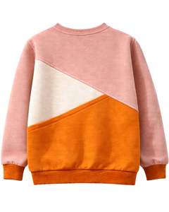 Sudadera de Forro Polar Personalizada en Bloques de Color Rosa y Naranja para Mujer, Mezcla de Algodón, Cuello Redondo, Informal, para Invierno, OEM Personalizado - Product Image 2