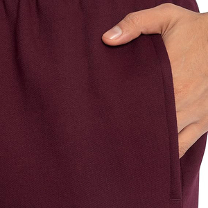 Pantalon de jogging en coton bordeaux, taille élastique, décontracté, avec poches latérales, en tissu tricoté respirant, idéal pour l'automne - Product Image 3