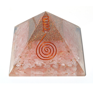 Pyramide d'orgonite à quartz rose Agate sculptée de meilleure qualité pour la protection contre les CEM Pierre précieuse de guérison en ligne à vendre - Product Image 1