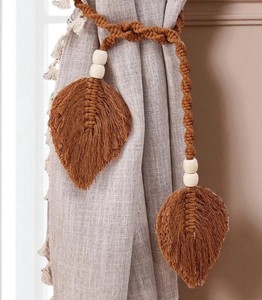Macrame Curtain <b>Tiebacks</b>: Boho Cotton Window Decor - Product Image 2