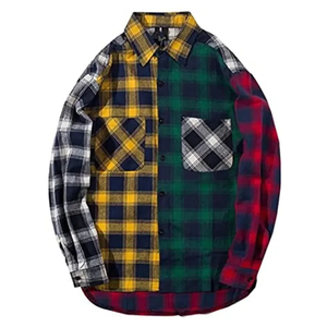 Custom Made Logo With OEM Service Men <b>Button</b> Down Regular Fit Long Sleeve <b>Black</b> and White Checked Plaid Flannel Casual Shirts - Product Image 4