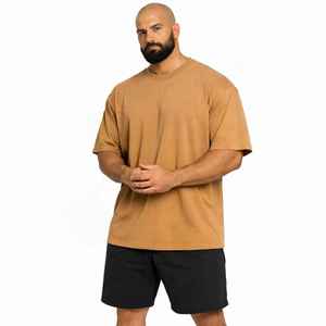 T-shirts vintage pour hommes en jersey de coton gris délavé teinté pigmentaire haut de gamme 260 g/m² avec bords effilochés style streetwear - Product Image 1