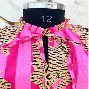 Wild Tiger Screen Print Sleeveless Tiered <b>Dress</b> with Bohemian Flair Lightweight Summer Fabric for Beach Holiday Womens Wear - Product Image 3