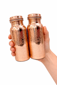 Copper Water Bottle Floral Pattern Screw-On Lid Reusable Travel <b>Mug</b> Traditional Chinese Design Single Wall Metal - Product Image 2