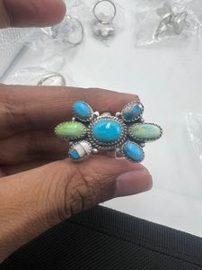 Handcrafted Arizona & Sonara Green <b>Turquoise</b> <b>Ring</b> Best Selling 925 Sterling Silver <b>Rings</b> Natural <b>Turquoise</b> Gemstone <b>Ring</b> - Product Image 1