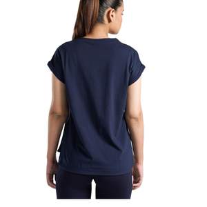 Camiseta Personalizada para Mujer, Cuello en V, Corte Holgado, Informal, para Gimnasio, Transpirable, de Algodón Suave, para Fitness, Yoga, Running, Deportes, Color Azul Marino - Product Image 4