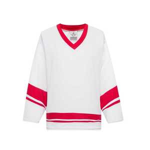 Maillot de hockey sur glace personnalisé pour homme, noir, col en V, sublimation intégrale, évacuation de l'humidité, 300g polyester, manches longues, sangle réglable - Product Image 3