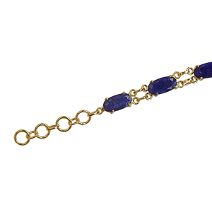 Jewelry Manufacturer Recycled Brass Gemstone Bracelet - 18K Gold Plated Blue Gemstone Wholesale Jewelry India - Product Image 4