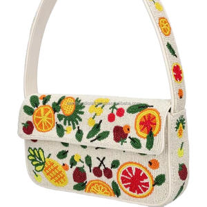 Sac à main en perles de graines d'étoiles personnalisé fait à la main pour femmes et filles, nouveau sac à main en toile brodée avec doublure en toile, fermeture à glissière, sacs et étuis cosmétiques - Product Image 1