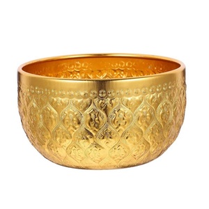 Hammered Design salad serving Stainless steel Metal Bowl Gold Ivory Color Salad Soup fruits handmade bowl - Product Image 5