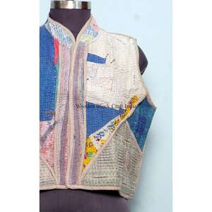 Nouvelle arrivée : veste en coton indien fait main, style patchwork multicolore, style ethnique bohème, pour un usage décontracté. - Product Image 2