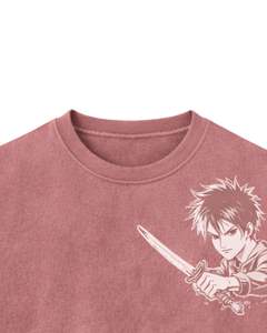 Camiseta Personalizada con Gráfico de Samurái Anime Rosa para Hombre, Algodón, Estilo Urbano, Estampada, Informal, Verano, con Logotipo Personalizado, Fabricante OEM - Product Image 5