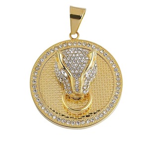 Leopoad Necklace Stainless Steel Women Fashion Jewellery Coin Design <b>Crystal</b> Charms <b>Animal</b> Punk Gifts Hip Hop Necklace. - Product Image 6