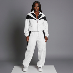 High Quality Streetwear <b>jacket</b> & trouser women's 2 piece set 100% nylon Breathable baggy Fit 2 tone ladies Tracksuit - Product Image 1