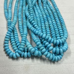 Perles rondes lisses en turquoise naturelle d'Arizona, 6-8 mm, perles de pierre précieuse turquoise pour la fabrication de bijoux, vente en gros, lot de 16 pouces - Product Image 1