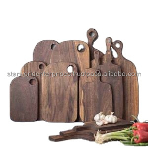 Tablas de cortar de madera de acacia para cortar verduras y carne Superficie para cortar Tabla de madera maciza Tabla artesanal Cocina rústica - Product Image 2