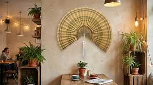 Ventilateur mural en bambou naturel fait main, style bohème, art mural en rotin tressé, décoration suspendue écologique pour l'intérieur, fournisseur en gros - Product Image 1